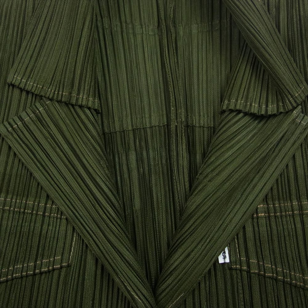 PLEATS PLEASE プリーツプリーズ イッセイミヤケ PP73-JA426 プリーツ加工 ダブルブレスト ポケット コート カーキ系 3【中古】