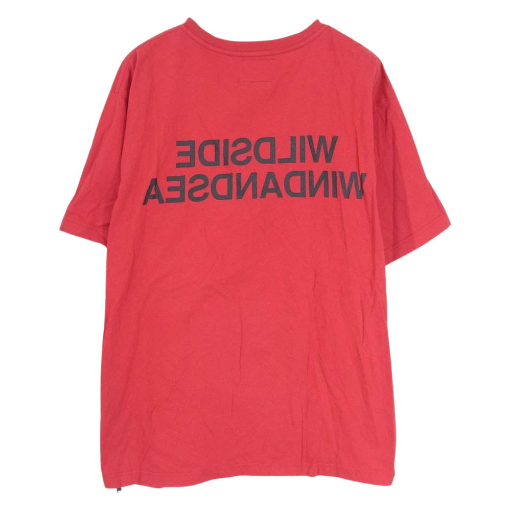 Yohji Yamamoto ヨウジヤマモト 22SS WILDSIDE ワイルドサイド × WIND AND SEA ウィンダンシー Triangle Logo T-shirt トライアングル ロゴ プリント スリッド ジップ 半袖 Tシャツ レッド系 2【中古】