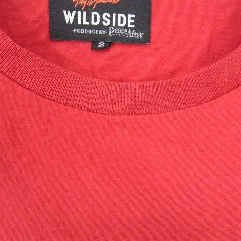 Yohji Yamamoto ヨウジヤマモト 22SS WILDSIDE ワイルドサイド × WIND AND SEA ウィンダンシー Triangle Logo T-shirt トライアングル ロゴ プリント スリッド ジップ 半袖 Tシャツ レッド系 2【中古】