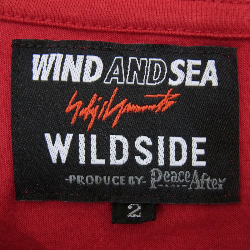 Yohji Yamamoto ヨウジヤマモト 22SS WILDSIDE ワイルドサイド × WIND AND SEA ウィンダンシー Triangle Logo T-shirt トライアングル ロゴ プリント スリッド ジップ 半袖 Tシャツ レッド系 2【中古】