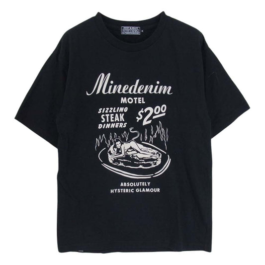 HYSTERIC GLAMOUR ヒステリックグラマー MND-HYS002 × MINEDENIM マインデニム T-SH デビル ガール プリント Tシャツ ブラック系 S【中古】