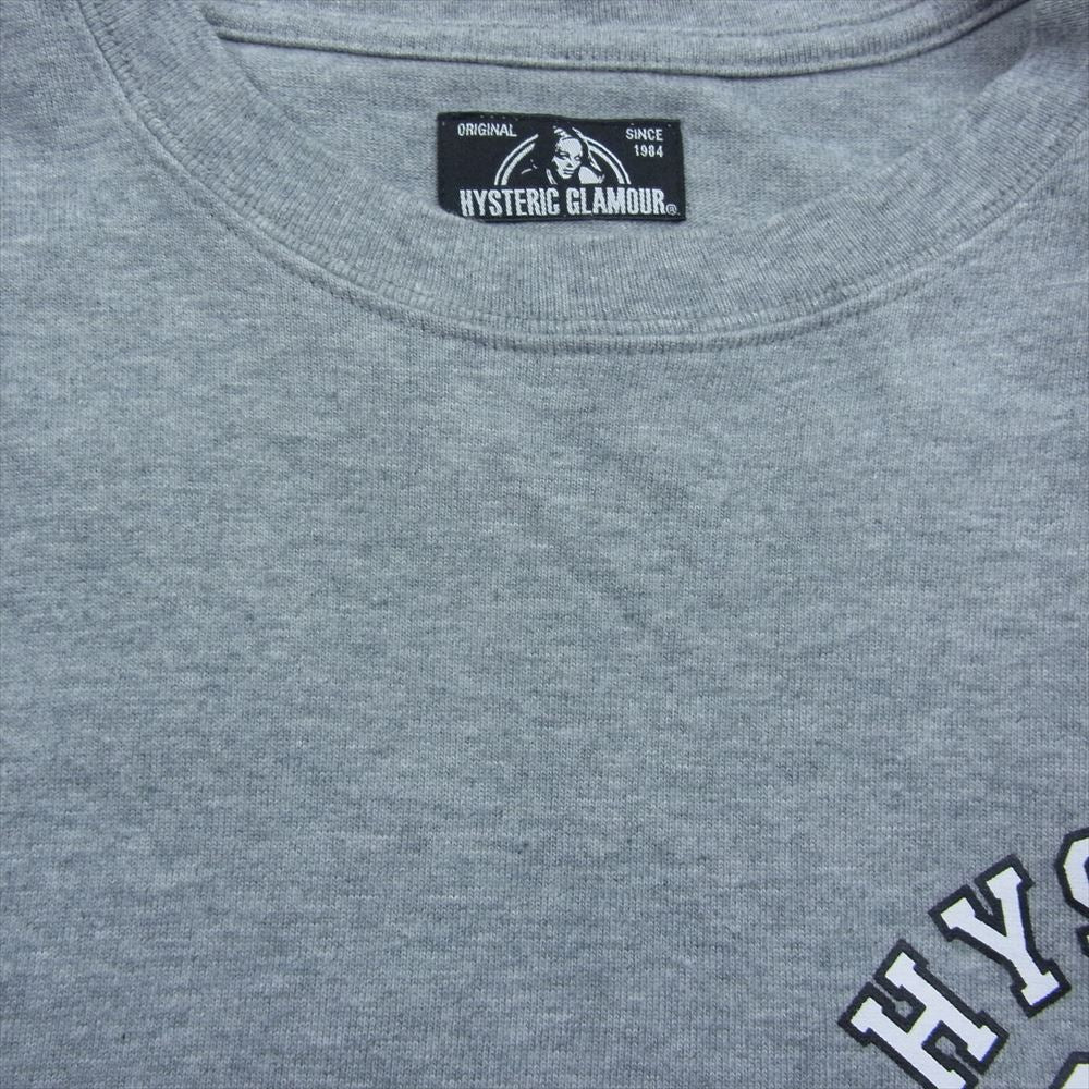 HYSTERIC GLAMOUR ヒステリックグラマー WDS-HYS-3-07 × WIND AND SEA ウィンダンシー 3rd LS T SHIRT ロゴ プリント 長袖 Tシャツ グレー系 S【中古】