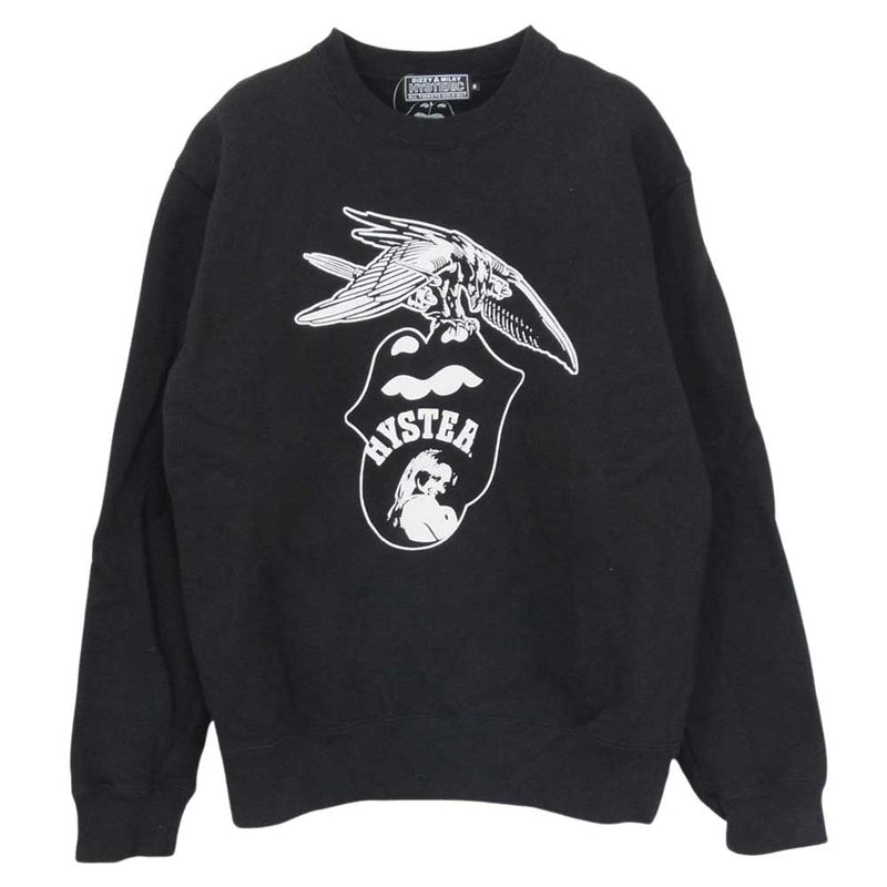 HYSTERIC GLAMOUR ヒステリックグラマー 02233CS08 THE ROLLING STONES ローリングストーンズ STONES 1975 リップアンドタン イーグル ガール プリント スウェット ブラック系 S【中古】