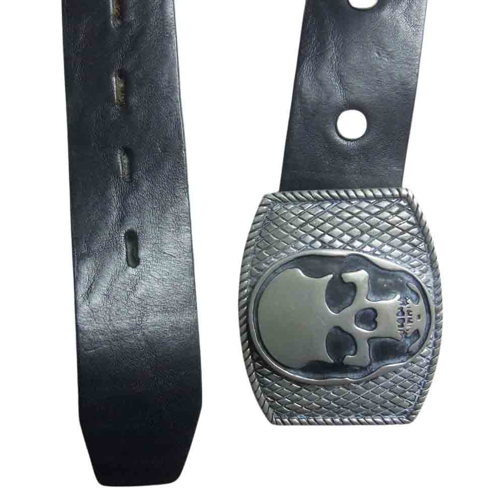 Lucien Pellat-Finet ルシアンペラフィネ スカル バックル レザーベルト ブラック系 32/80cm【中古】
