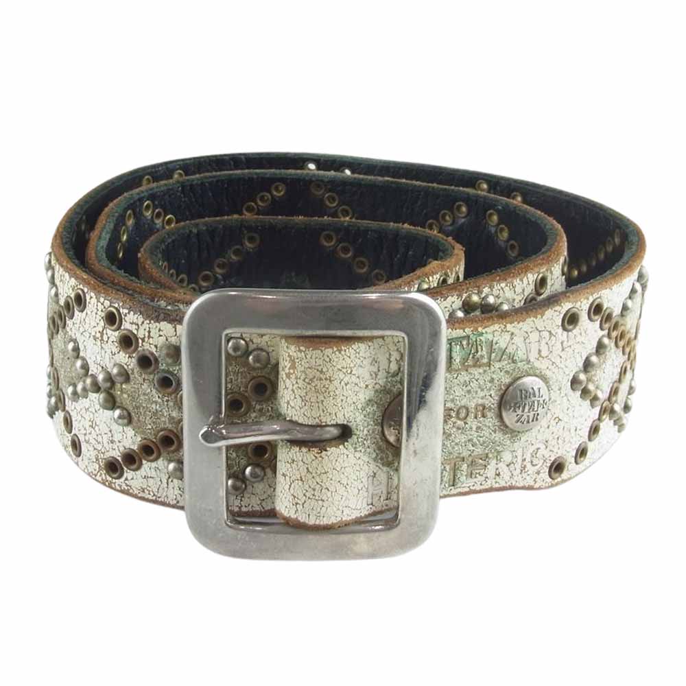 HYSTERIC GLAMOUR ヒステリックグラマー × BALTAZAR バルタザール クロス スタッズ レザー ベルト ホワイト系 M【中古】
