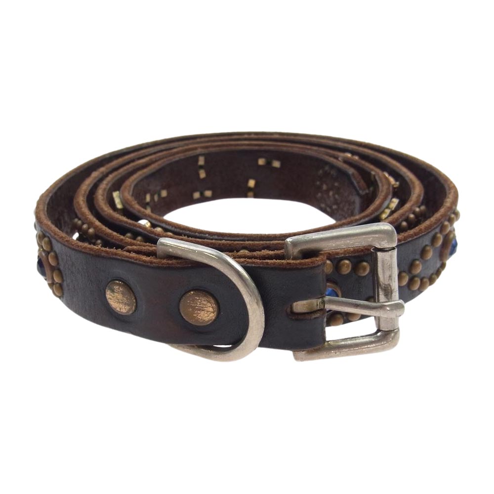 TENDERLOIN テンダーロイン × HTC × PORTER T-STUD BELT エイチティーシー ポーター ロゴ入り スタッズ ナローベルト  ブラック系 ブラウン系 S【中古】