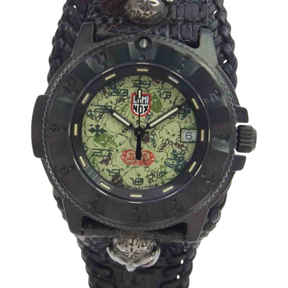BILL WALL LEATHER ビルウォールレザー × LUMINOX  ギャランティ付属 V2 CAMO ルミノックス別注 2グッドラックスカル 時計 ウォッチ ブラック系【中古】