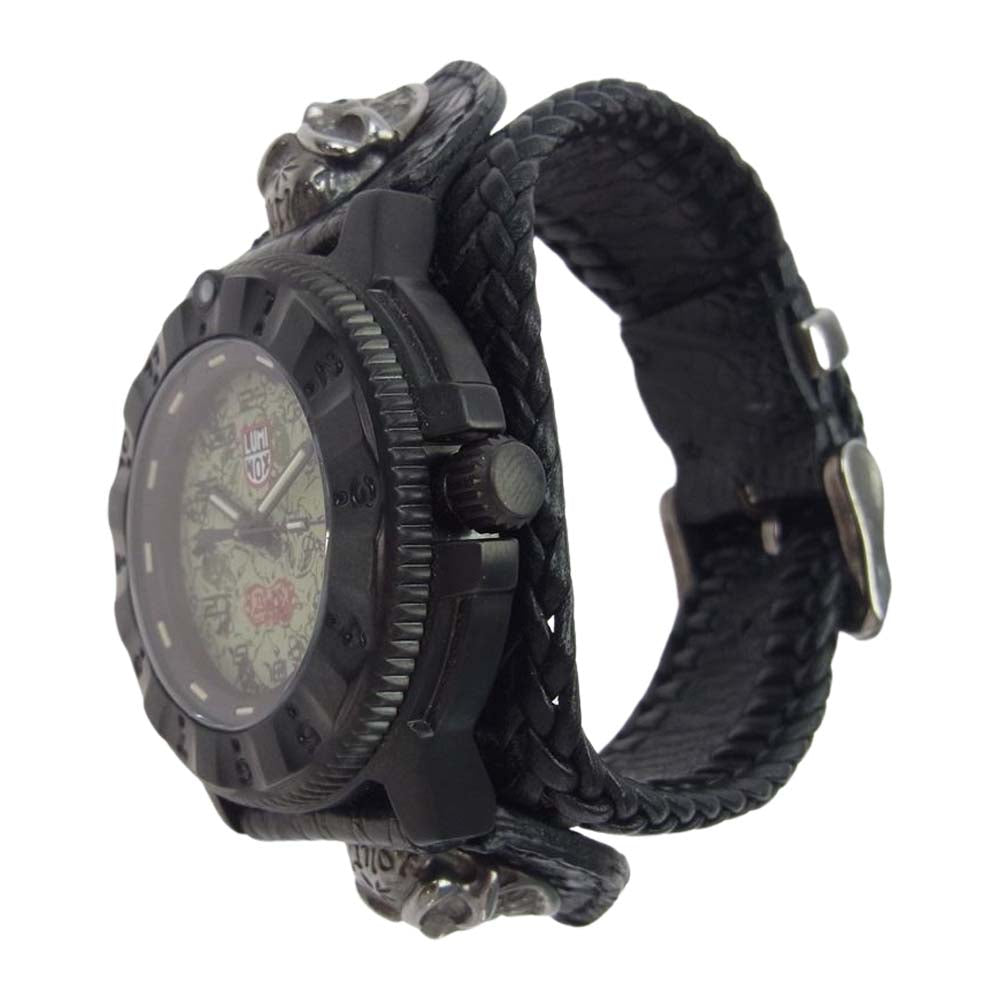 BILL WALL LEATHER ビルウォールレザー × LUMINOX  ギャランティ付属 V2 CAMO ルミノックス別注 2グッドラックスカル 時計 ウォッチ ブラック系【中古】