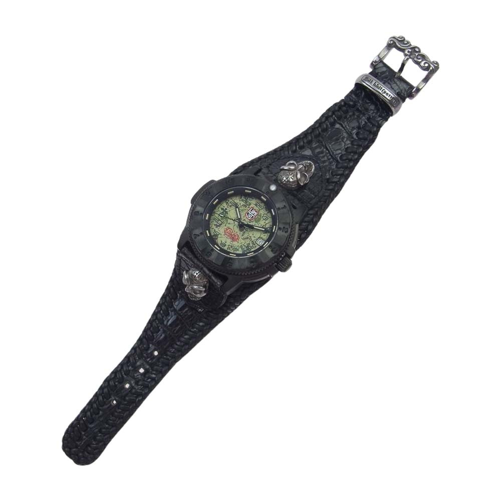 BILL WALL LEATHER ビルウォールレザー × LUMINOX  ギャランティ付属 V2 CAMO ルミノックス別注 2グッドラックスカル 時計 ウォッチ ブラック系【中古】