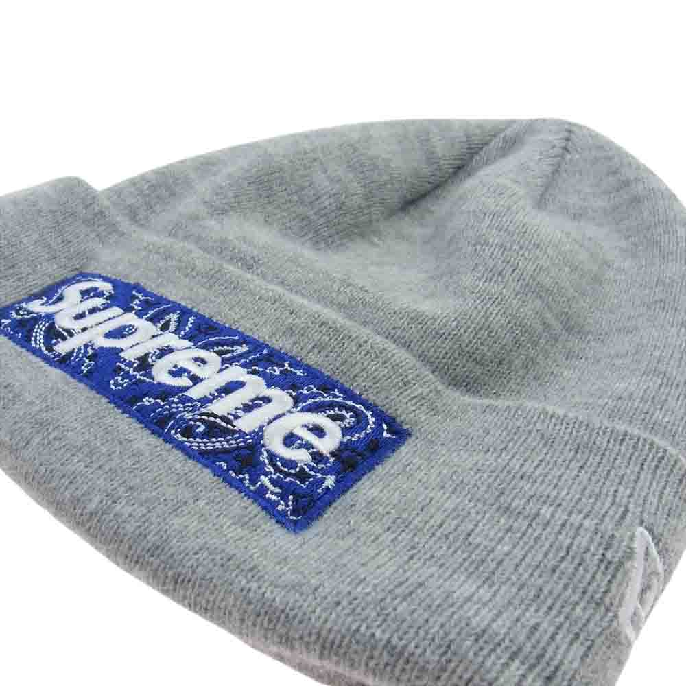 Supreme シュプリーム NEWERA BANDANA Box Logo Beanie ニューエラ バンダナ ボックスロゴ ビーニー ニット帽  グレー系【中古】
