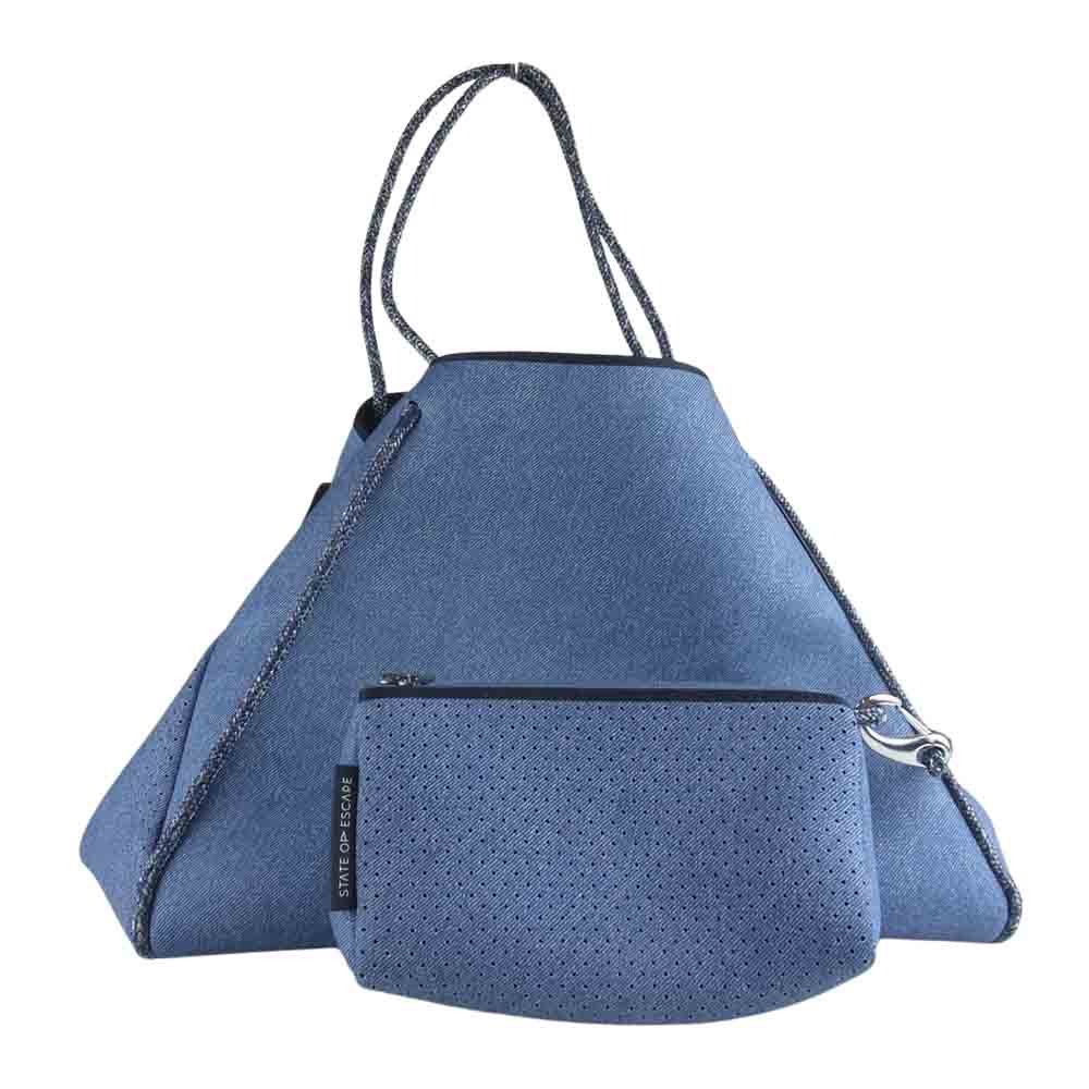 ステート オブ エスケープ GUISE CARRYALL トートバッグ ネオプレン インディゴブルー ミニポーチ付き トートバッグ インディゴブルー系【中古】