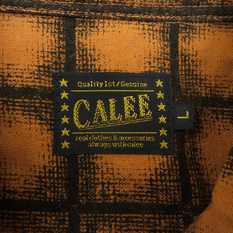 CALEE キャリー L/S PRINT CHECK SHIRT プリント チェック シャツ 長袖　 オレンジ系 L【中古】