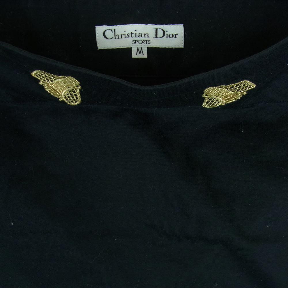 Christian Dior クリスチャンディオール 5F5K07O SPORTS スポーツ コットン 刺繍 ボートネック カットソー 半袖 ブラック系 M【中古】