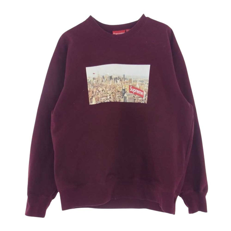 Supreme シュプリーム 20AW Aerial Crewneck エアリアル フォトプリント クルーネック スウェット トレーナー ワインレッド系 L【中古】