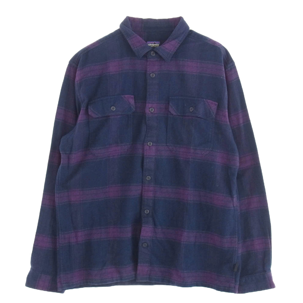 patagonia パタゴニア 20AW 53947 20年製 Fjord Flannel Shirt フィヨル ドフランネル 長袖 シャツ パープル系 L【中古】