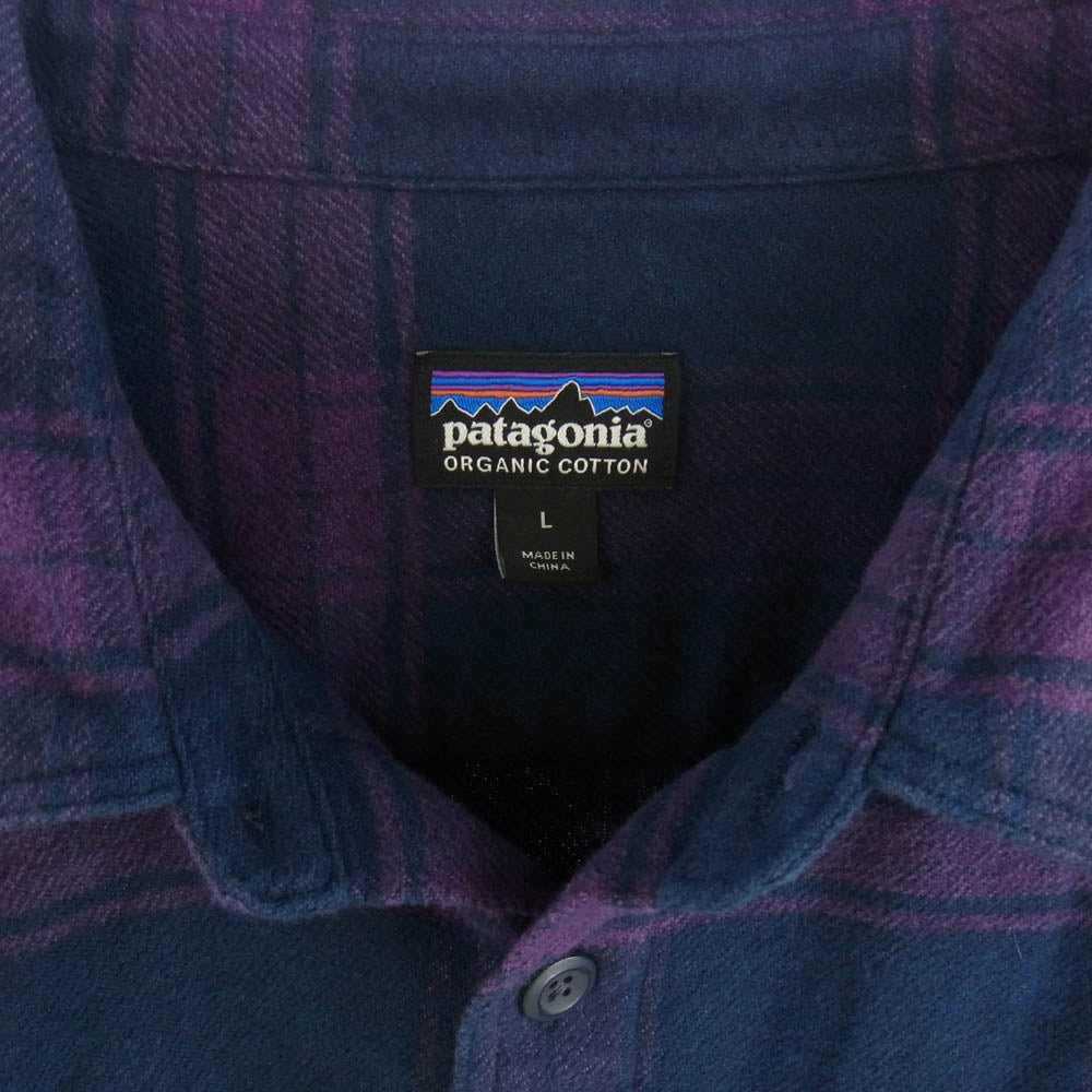 patagonia パタゴニア 20AW 53947 20年製 Fjord Flannel Shirt フィヨル ドフランネル 長袖 シャツ パープル系 L【中古】