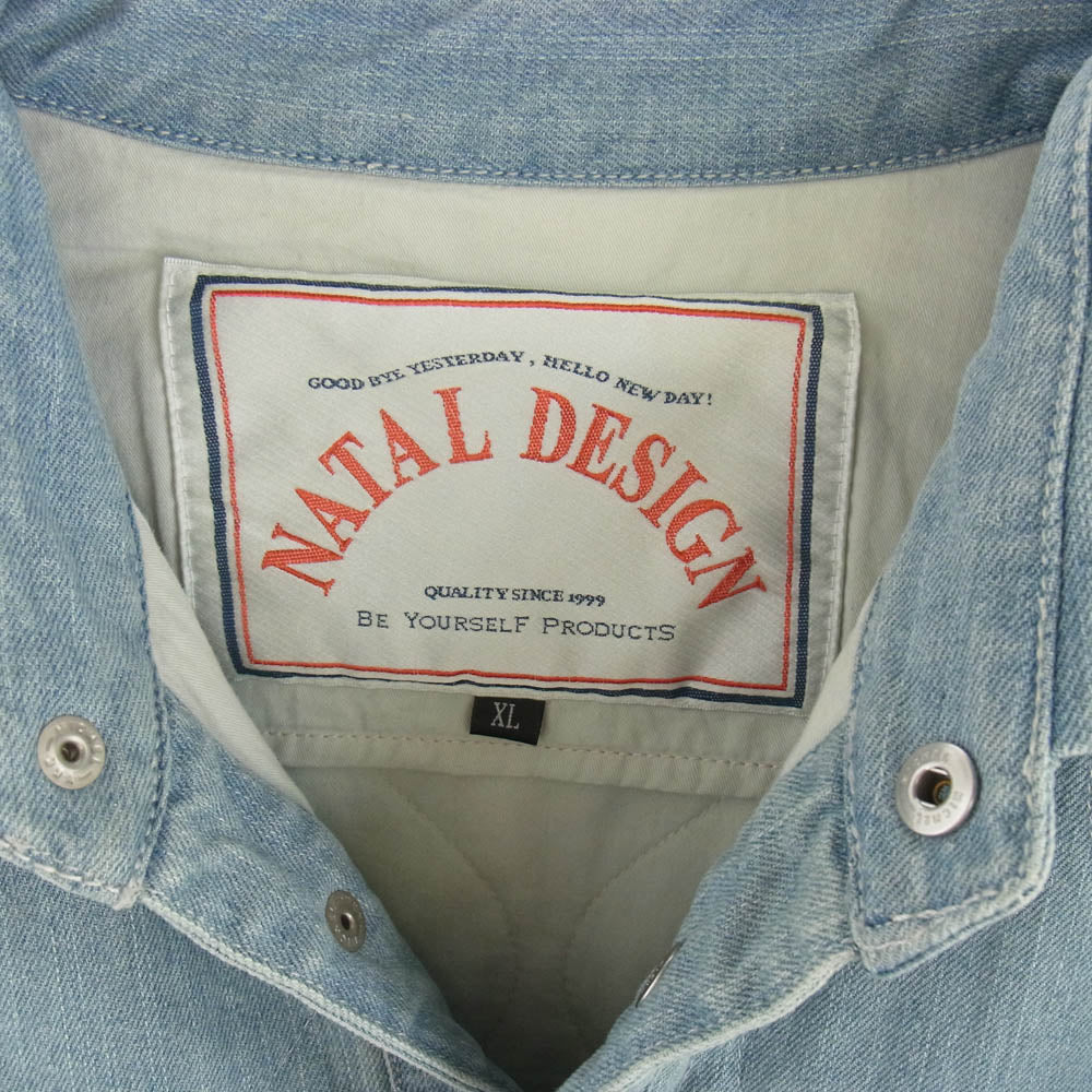 NATAL DESIGN ネイタルデザイン キルティング デニム シャツ ジャケット ライトブルー系 XL【中古】