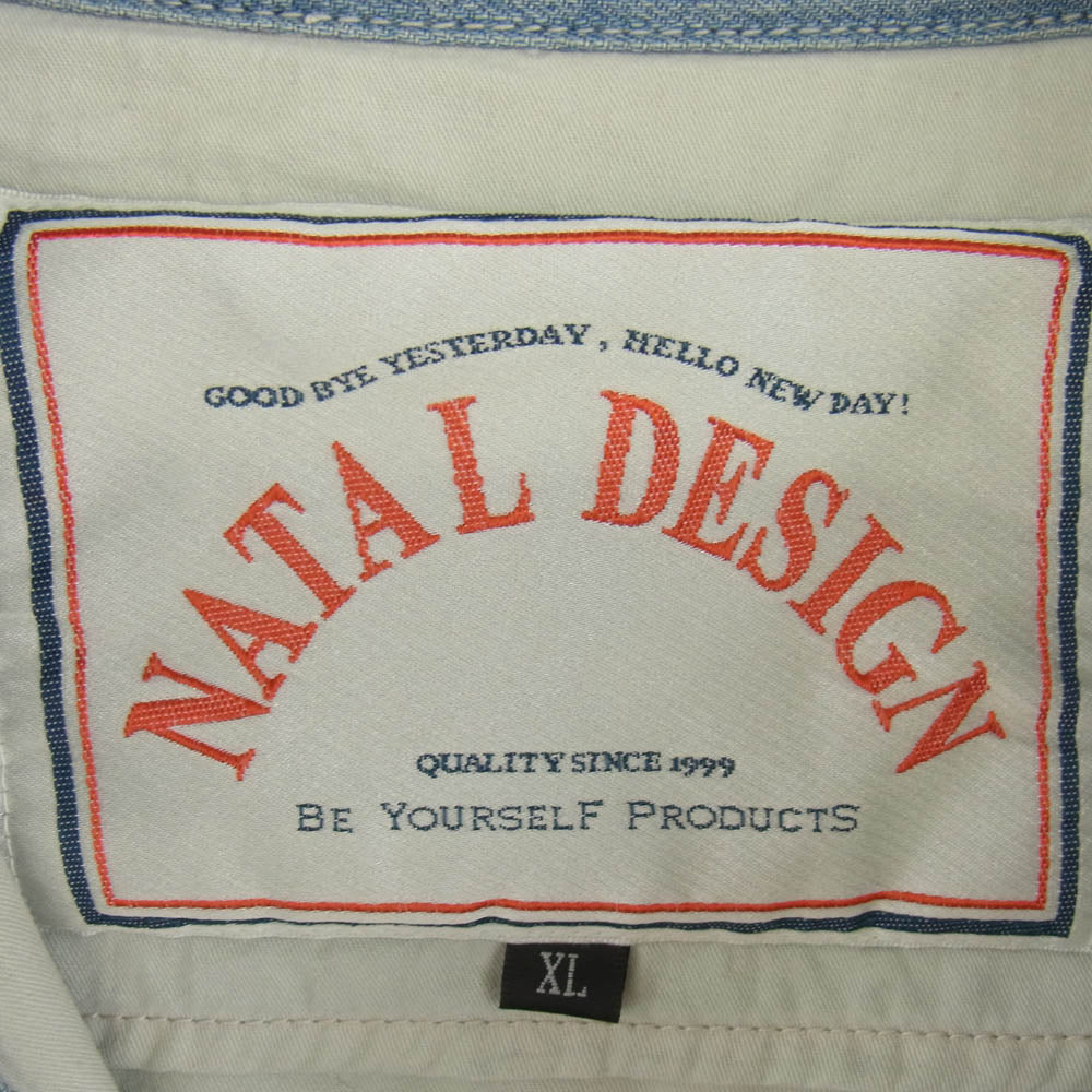 NATAL DESIGN ネイタルデザイン キルティング デニム シャツ ジャケット ライトブルー系 XL【中古】