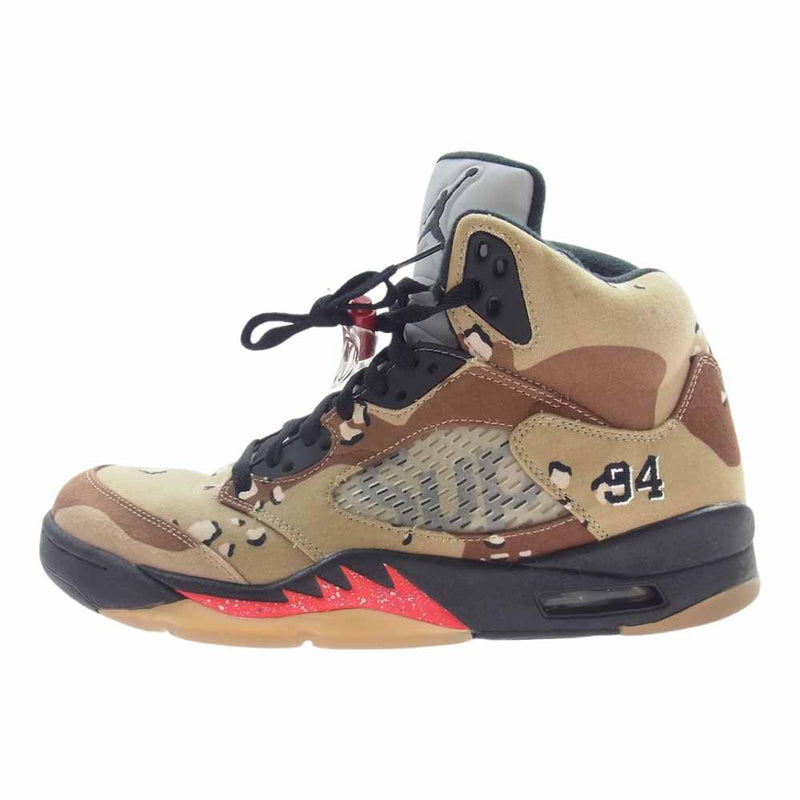 Supreme シュプリーム 15AW 824371-201 × Nike Air Jordan 5 Retro Desert Camo ナイキ エアジョーダン5 レトロ デザート カモ スニーカー マルチカラー系 27.5cm【中古】