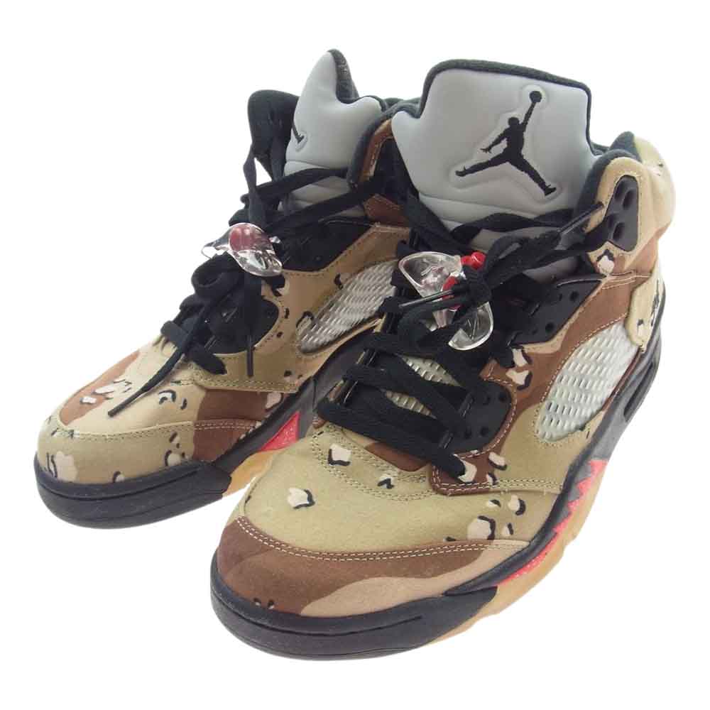 Supreme シュプリーム 15AW 824371-201 × Nike Air Jordan 5 Retro Desert Camo ナイキ エアジョーダン5 レトロ デザート カモ スニーカー マルチカラー系 27.5cm【中古】