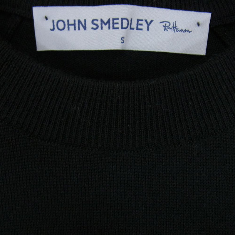 JOHN SMEDLEY ジョンスメドレー RON HERMAN ロンハーマン別注 ウール100％ クルーネック ラグラン ニット セーター ブラック系 S【中古】