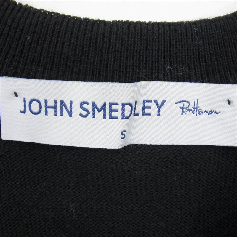 JOHN SMEDLEY ジョンスメドレー RON HERMAN ロンハーマン別注 ウール100％ クルーネック ラグラン ニット セーター ブラック系 S【中古】