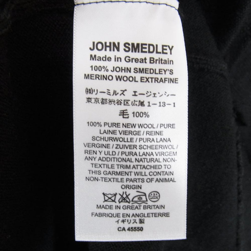 JOHN SMEDLEY ジョンスメドレー RON HERMAN ロンハーマン別注 ウール100％ クルーネック ラグラン ニット セーター ブラック系 S【中古】