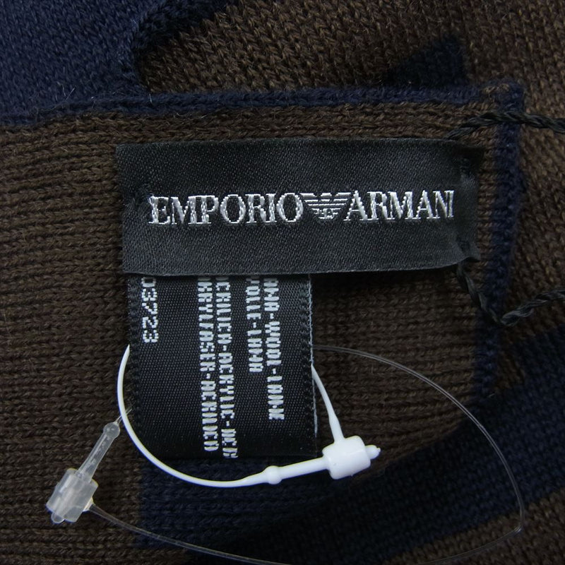 Emporio Armani エンポリオ・アルマーニ ロゴ マフラー ネイビー系【新古品】【未使用】【中古】