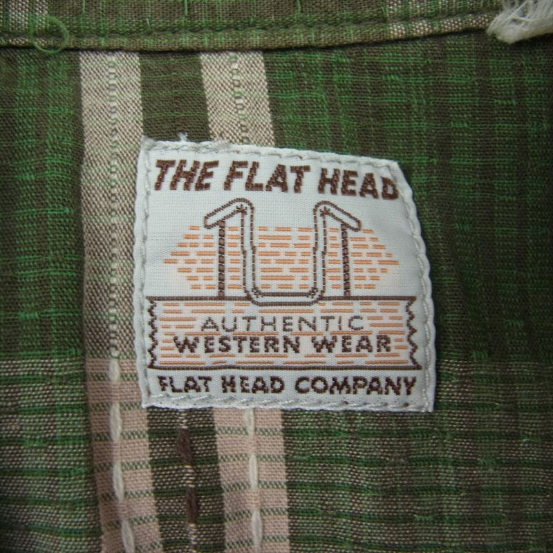 THE FLAT HEAD ザフラットヘッド 長袖 ウエスタン チェック シャツ カーキ系 38【中古】