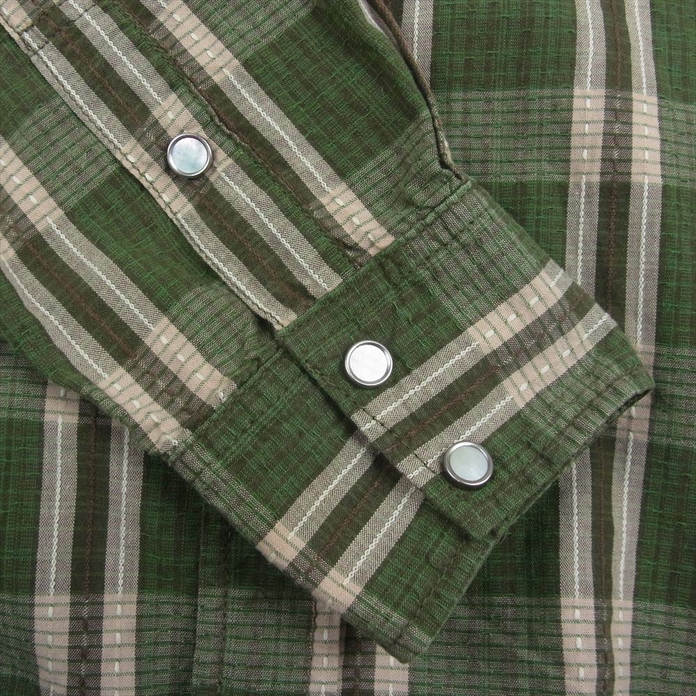 THE FLAT HEAD ザフラットヘッド 長袖 ウエスタン チェック シャツ カーキ系 38【中古】