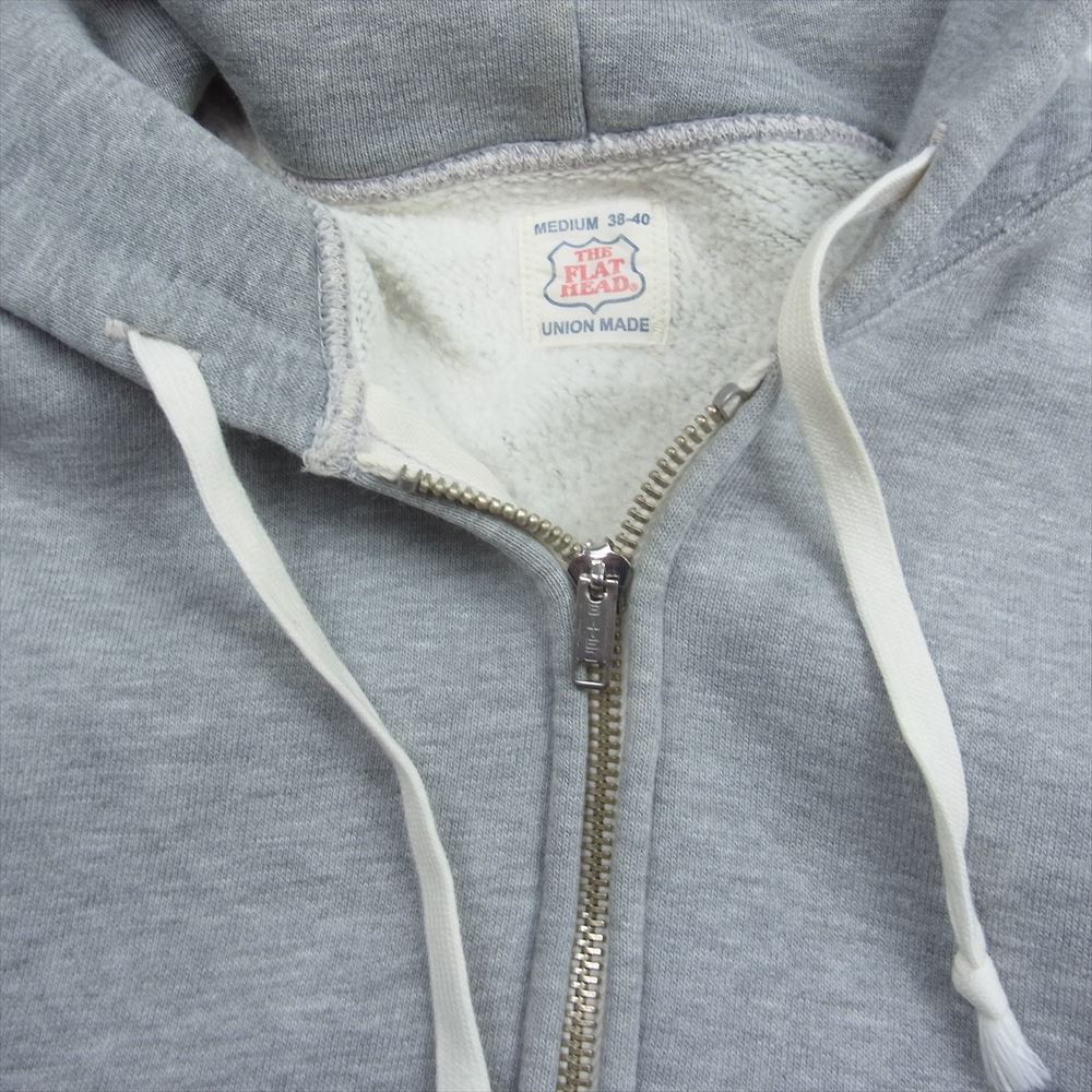 THE FLAT HEAD ザフラットヘッド Hooded Sweatshirt ネイティブ柄 長袖 フルジップ スウェット パーカー グレー系 M【中古】