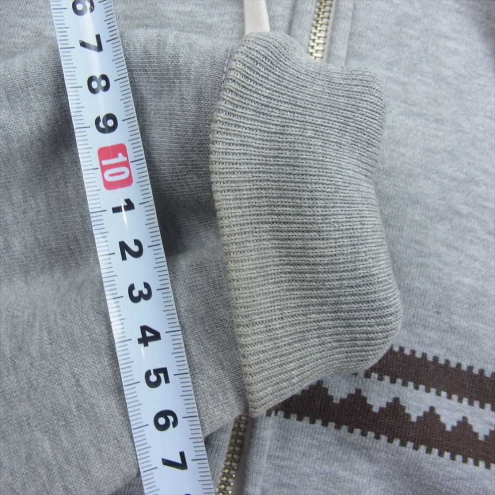 THE FLAT HEAD ザフラットヘッド Hooded Sweatshirt ネイティブ柄 長袖 フルジップ スウェット パーカー グレー系 M【中古】