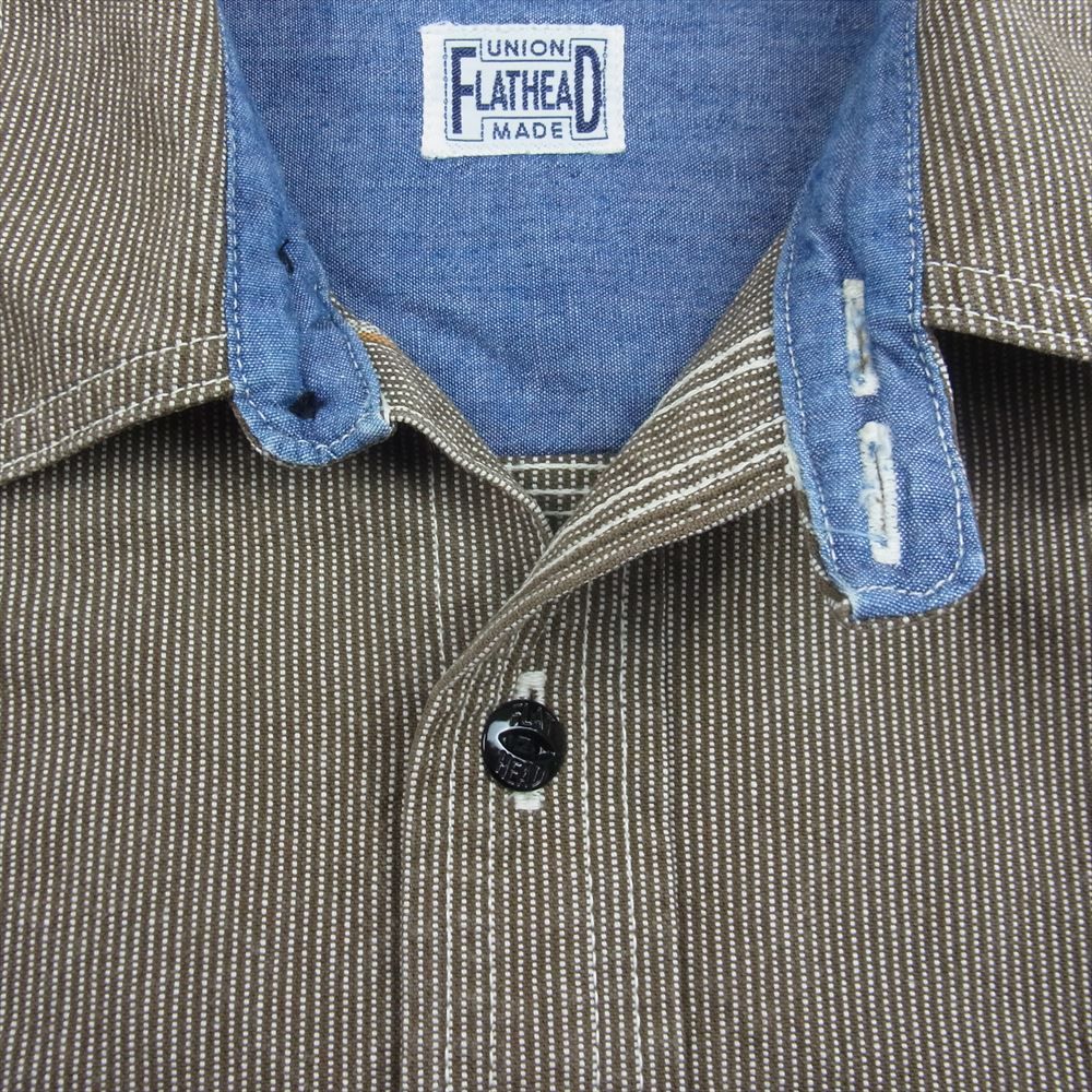 THE FLAT HEAD ザフラットヘッド ウォバッシュ 長袖 ワーク シャツ ブラウン系 38【中古】