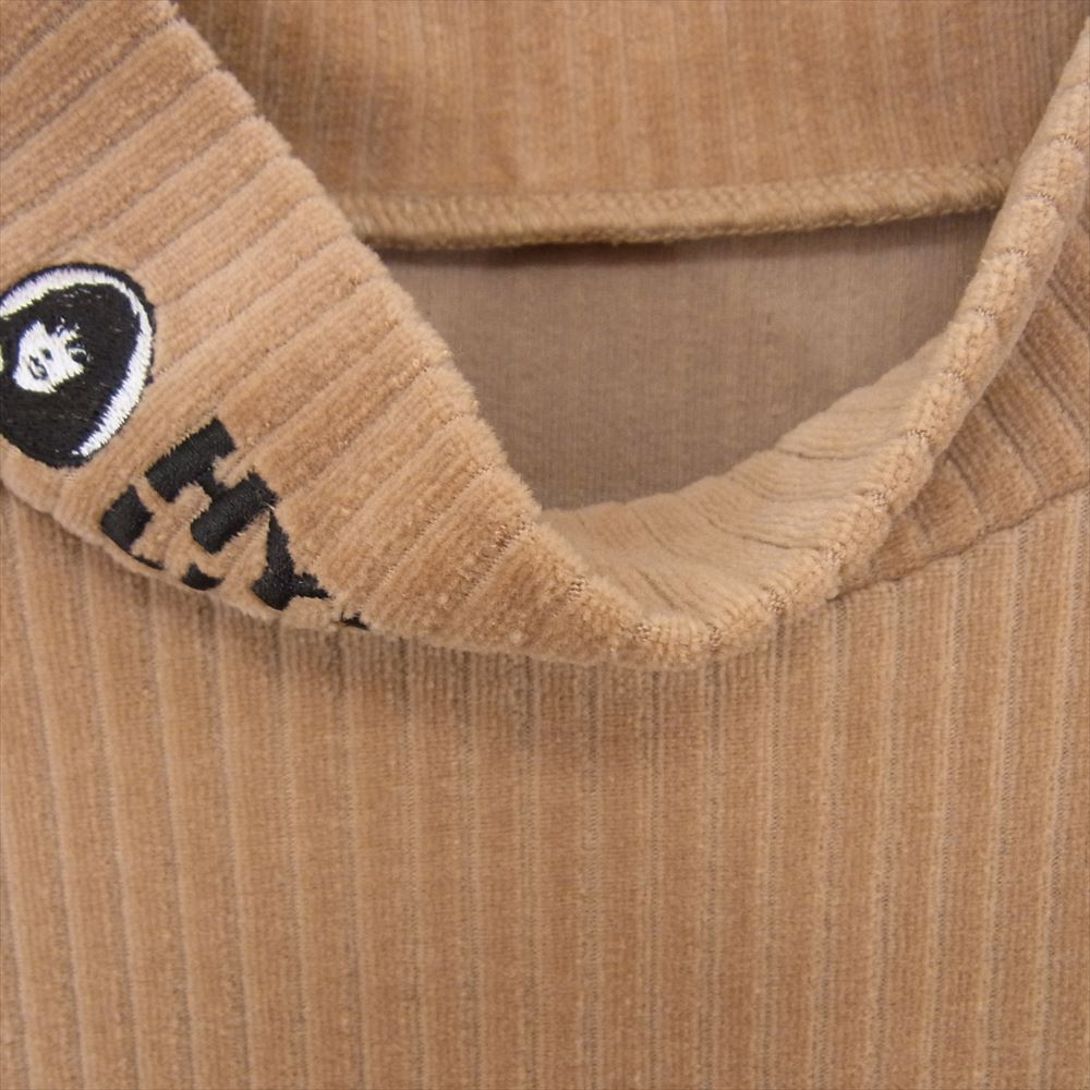 HYSTERIC GLAMOUR ヒステリックグラマー 19AW 02193CS11 HYS LIGHT 刺繍 モックネック スウェット コーデュロイ ベージュ ブラウン系 M【中古】