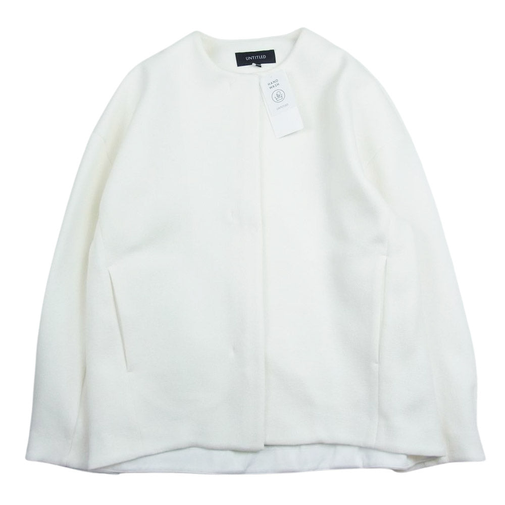 アンタイトル 153-44201 ダブルジョーゼット ノーカラー ジャケット ホワイト系 2【極上美品】【中古】