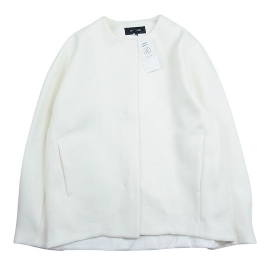 アンタイトル 153-44201 ダブルジョーゼット ノーカラー ジャケット ホワイト系 2【極上美品】【中古】