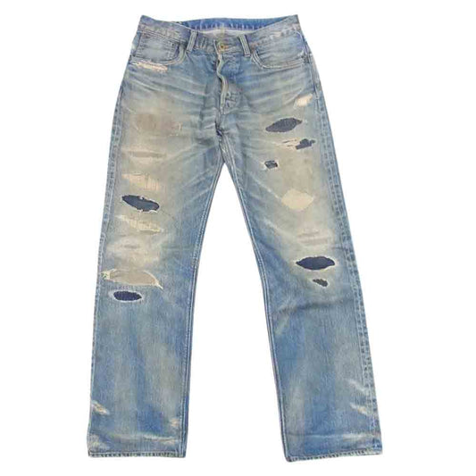 BY GLADHAND バイグラッドハンド GLADDEN DENIM TYPE-1 ユーズド加工 ダメージ デニム パンツ インディゴブルー系 32【中古】