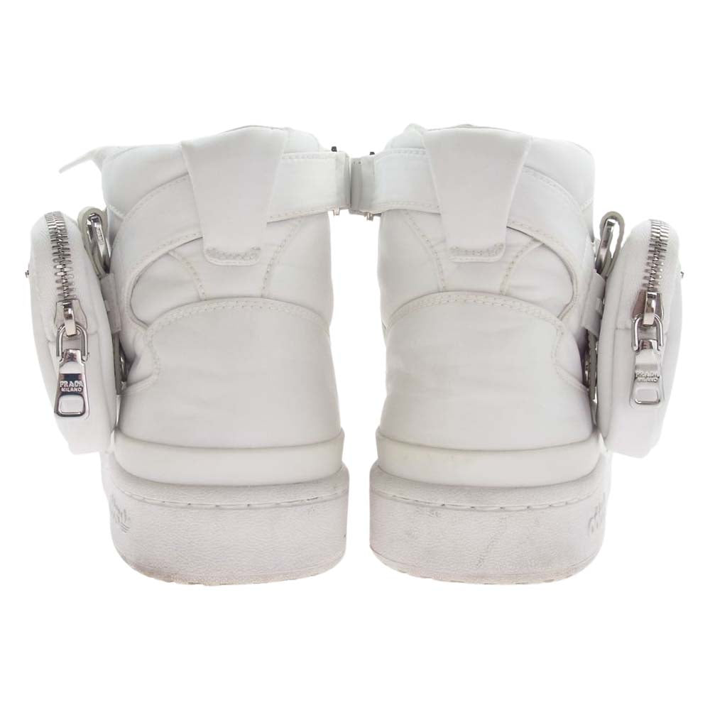 PRADA プラダ 21AW 2TG193 × adidas アディダス ポーチ付き レザー ハイカット スニーカー ホワイト系 27cm【中古】