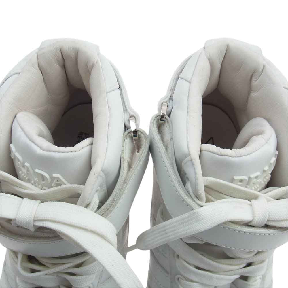 PRADA プラダ 21AW 2TG193 × adidas アディダス ポーチ付き レザー ハイカット スニーカー ホワイト系 27cm【中古】