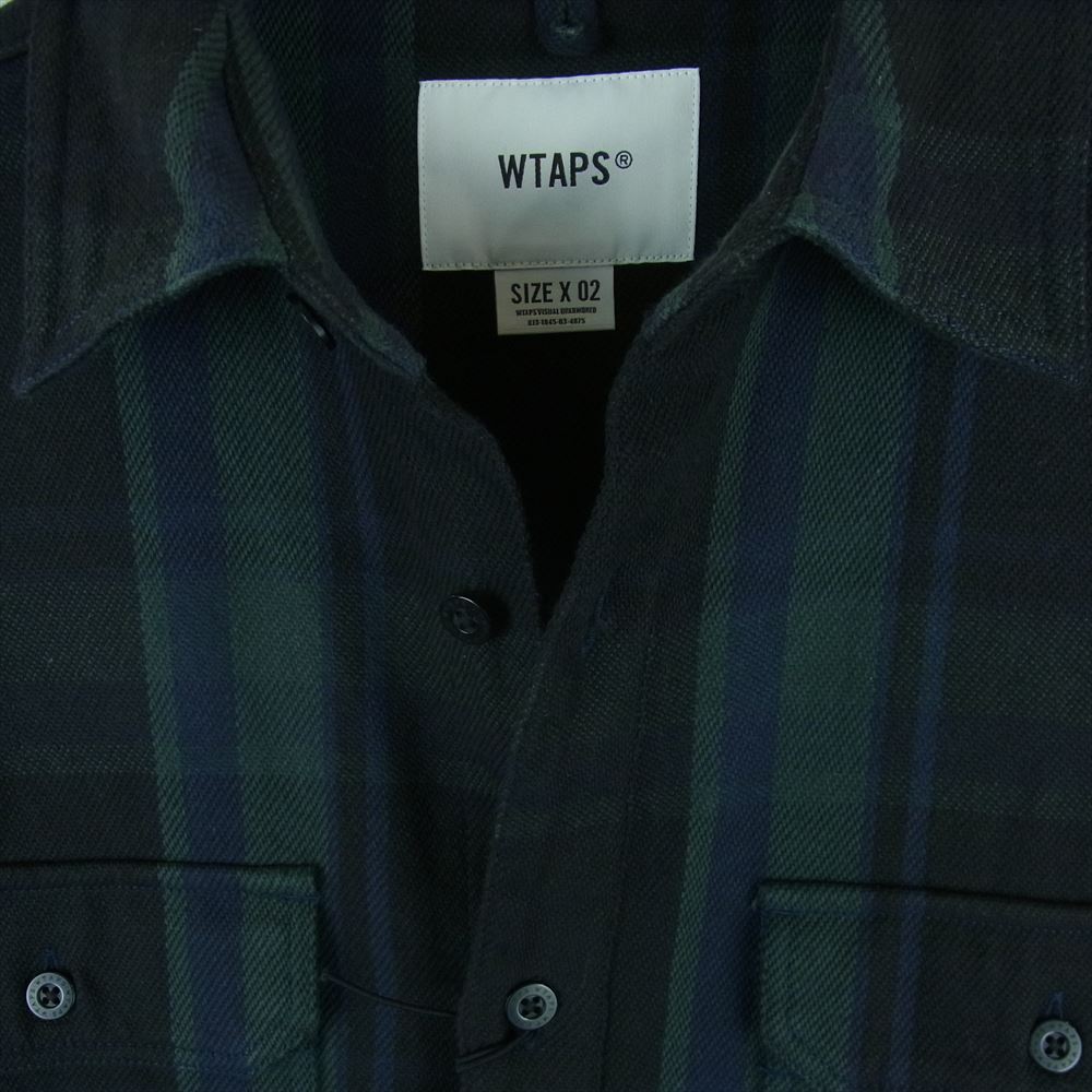 WTAPS ダブルタップス 21AW 212TQDT-SHM05 DECK FLANNEL TEXTILE デッキ ロングスリーブ コットン フランネル シャツ グリーン系 02【中古】