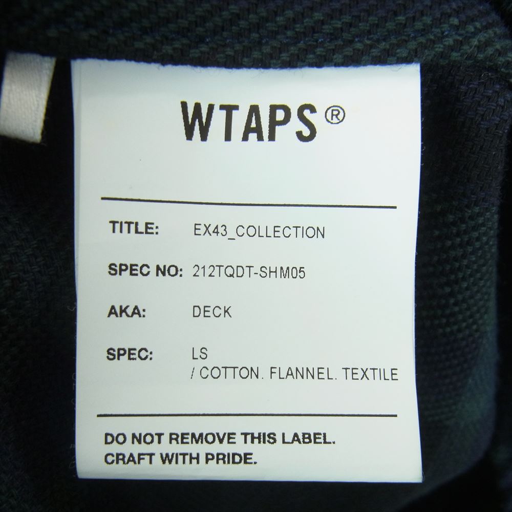 WTAPS ダブルタップス 21AW 212TQDT-SHM05 DECK FLANNEL TEXTILE デッキ ロングスリーブ コットン フランネル シャツ グリーン系 02【中古】