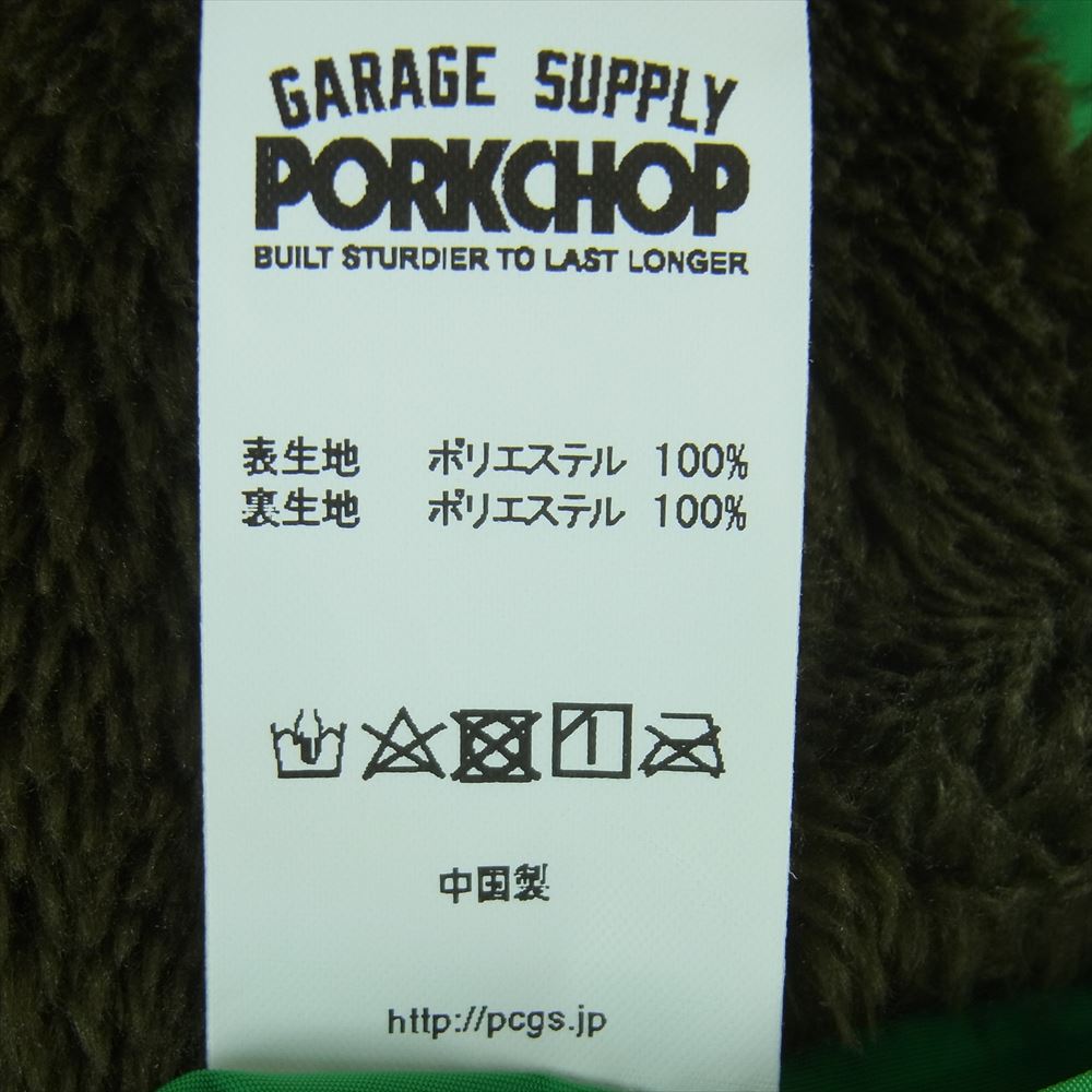 ポークチョップガレージサプライ 裏フリース バックロゴ プリント ワッペン付き コーチ ジャケット グリーン系 XL【中古】