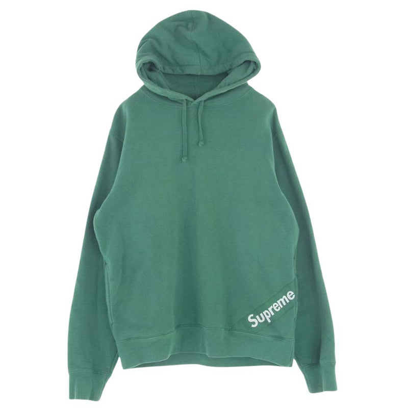 Supreme シュプリーム 18SS Corner Label Hooded Sweatshirt コーナーラベル フーデッド スウェットシャツ パーカー フーディー ロゴ グリーン系 M【中古】