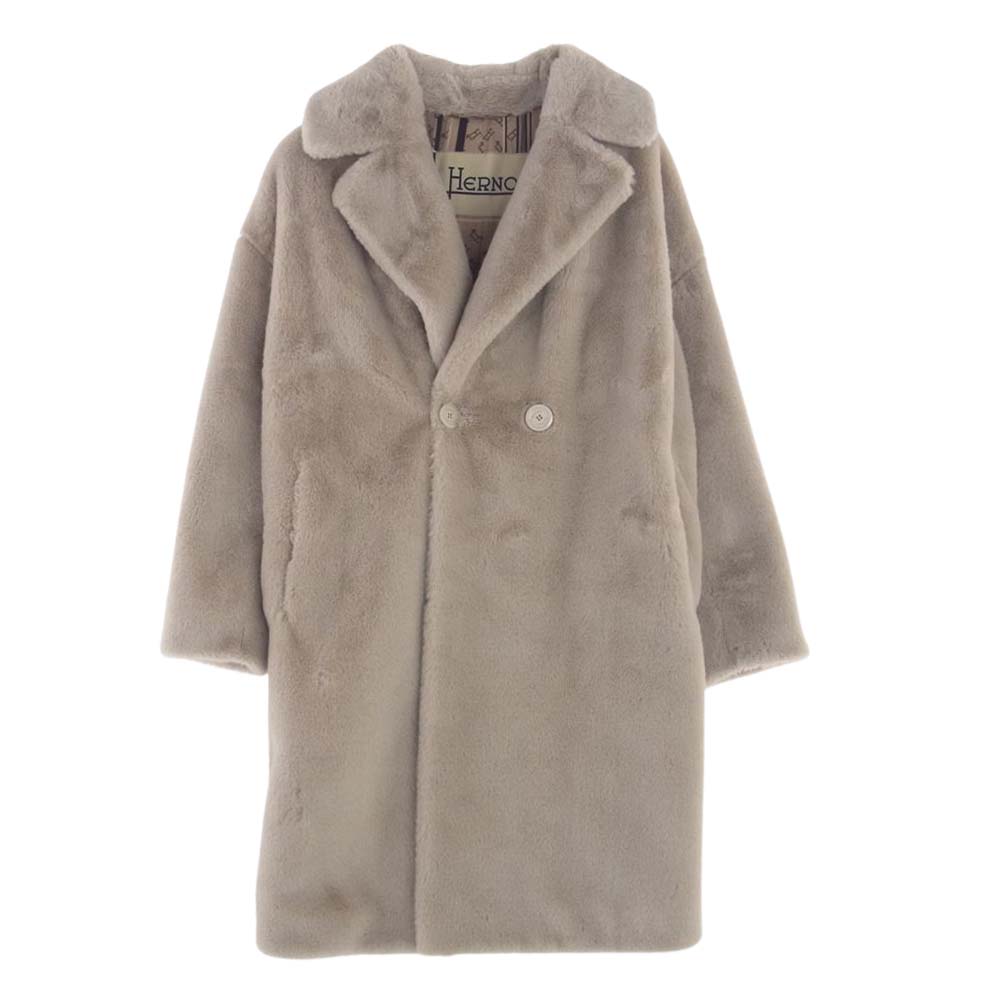 Herno ヘルノ CA000440D-12422-1985 エコファー コート ベージュ系 36【美品】【中古】