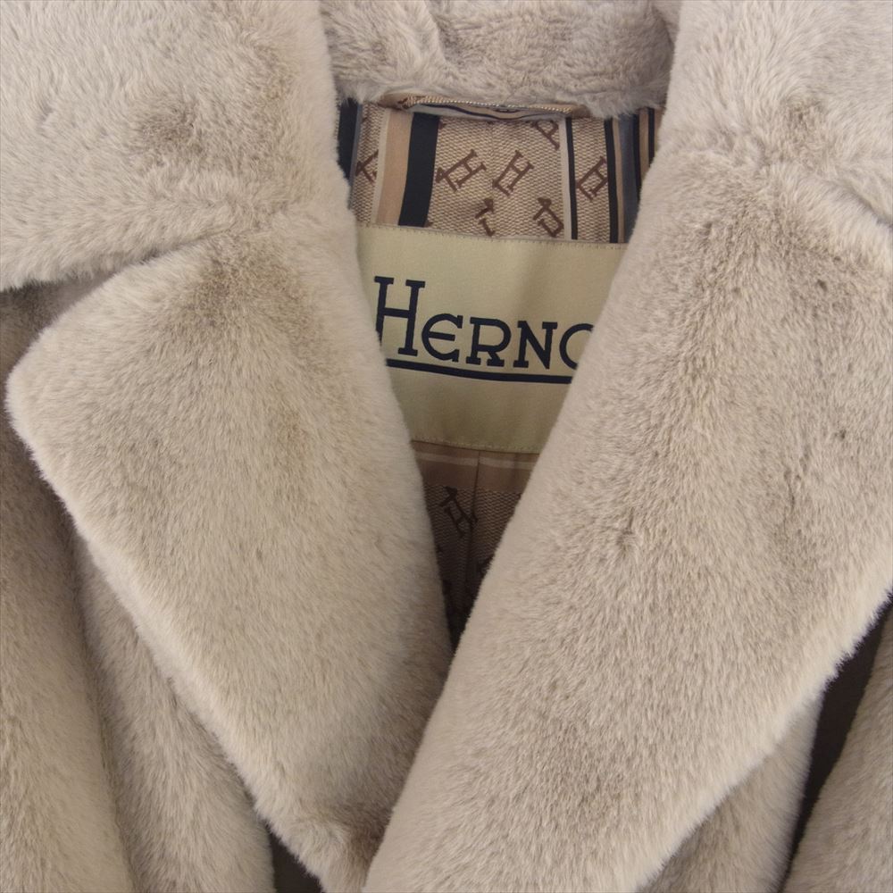 Herno ヘルノ CA000440D-12422-1985 エコファー コート ベージュ系 36【美品】【中古】