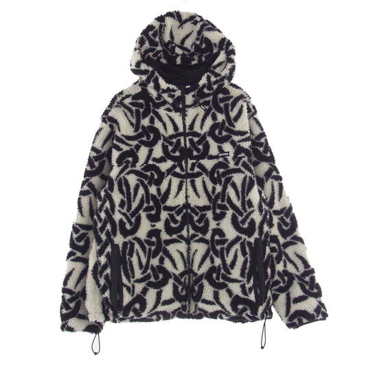 Supreme シュプリーム 21AW Celtic Knot Reversible WINDSTOPPER Fleece Hooded Jacket  ケルティックノット リバーシブル ウインドストッパー フリース フーデッド ジャケット ブラック系 オフホワイト系 L【中古】