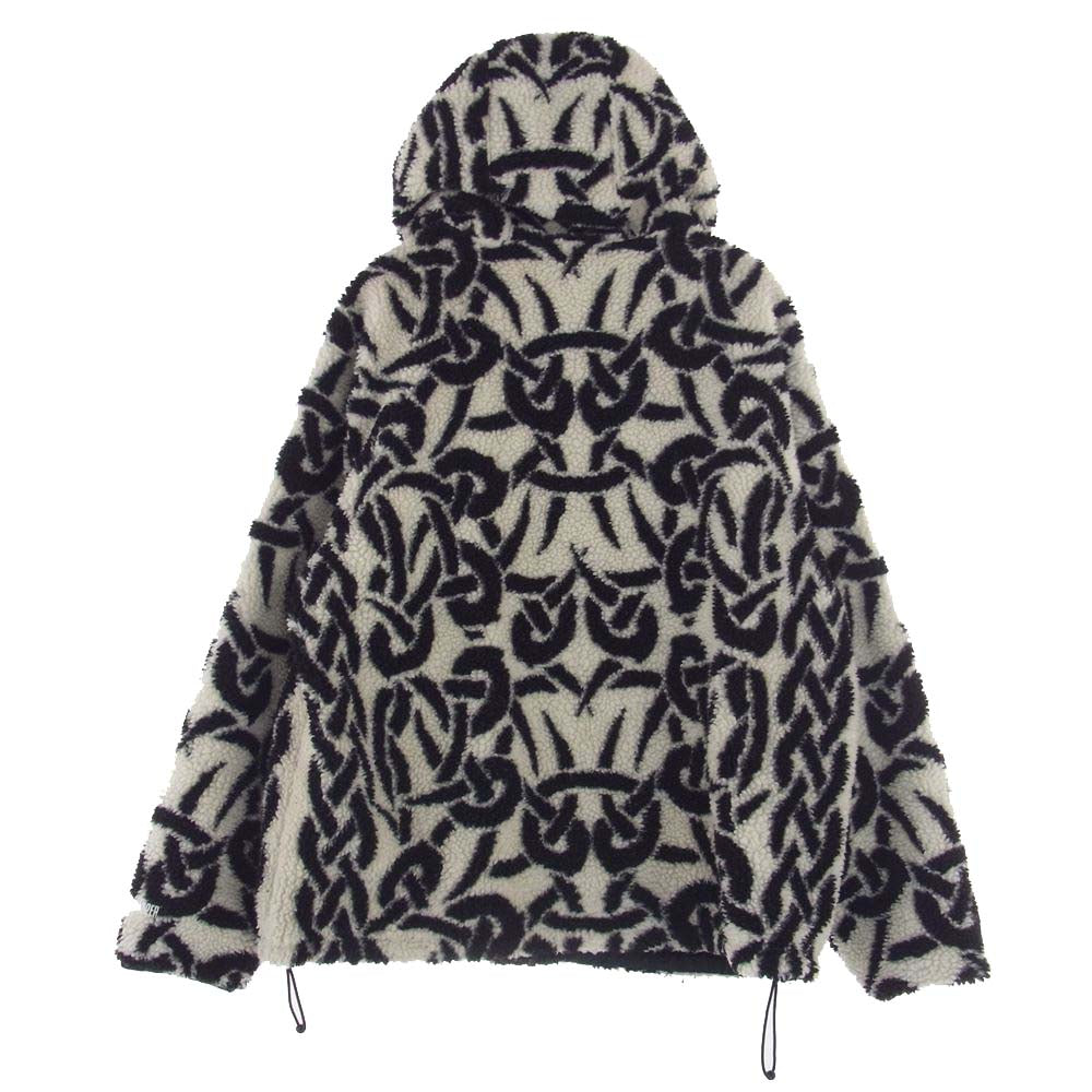 Supreme シュプリーム 21AW Celtic Knot Reversible WINDSTOPPER Fleece Hooded Jacket  ケルティックノット リバーシブル ウインドストッパー フリース フーデッド ジャケット ブラック系 オフホワイト系 L【中古】