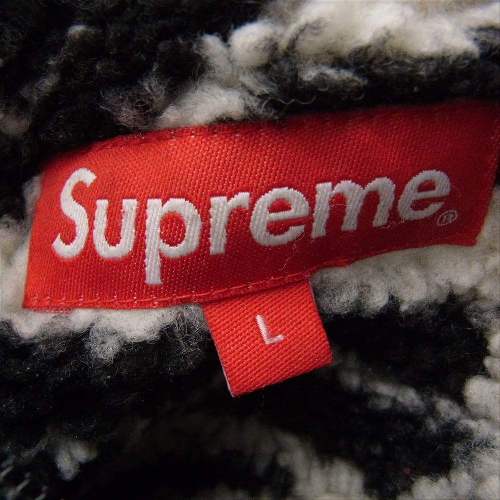 Supreme シュプリーム 21AW Celtic Knot Reversible WINDSTOPPER Fleece Hooded Jacket  ケルティックノット リバーシブル ウインドストッパー フリース フーデッド ジャケット ブラック系 オフホワイト系 L【中古】