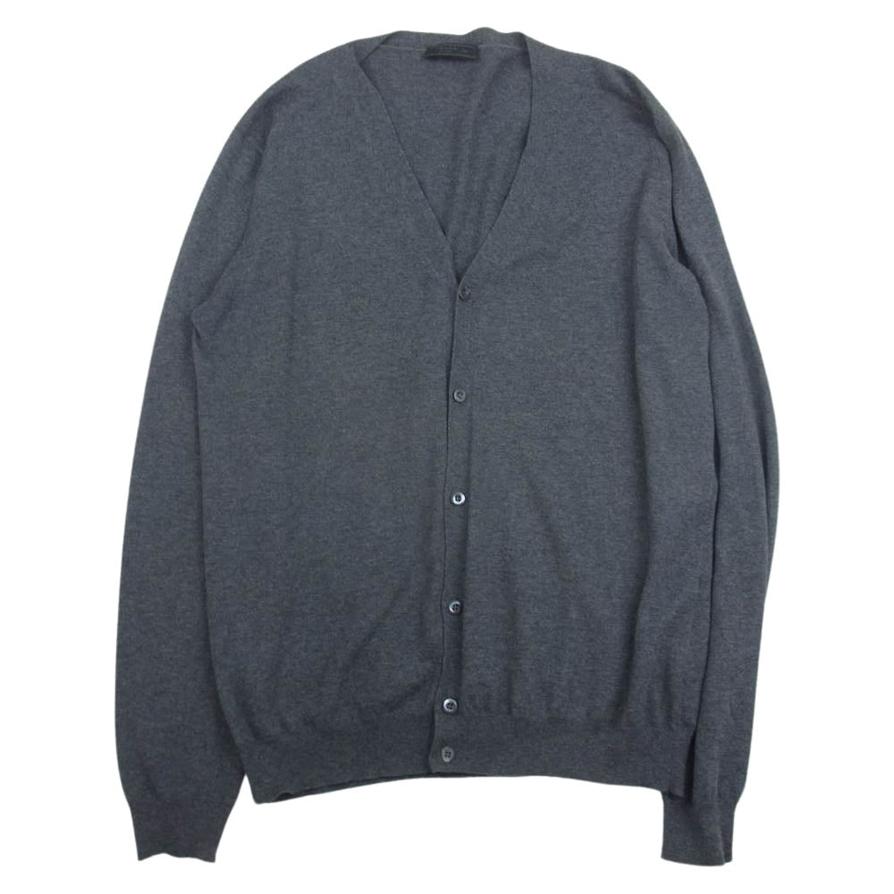 PRADA プラダ カシミヤ混 コットン ニット カーディガン グレー系 50【中古】