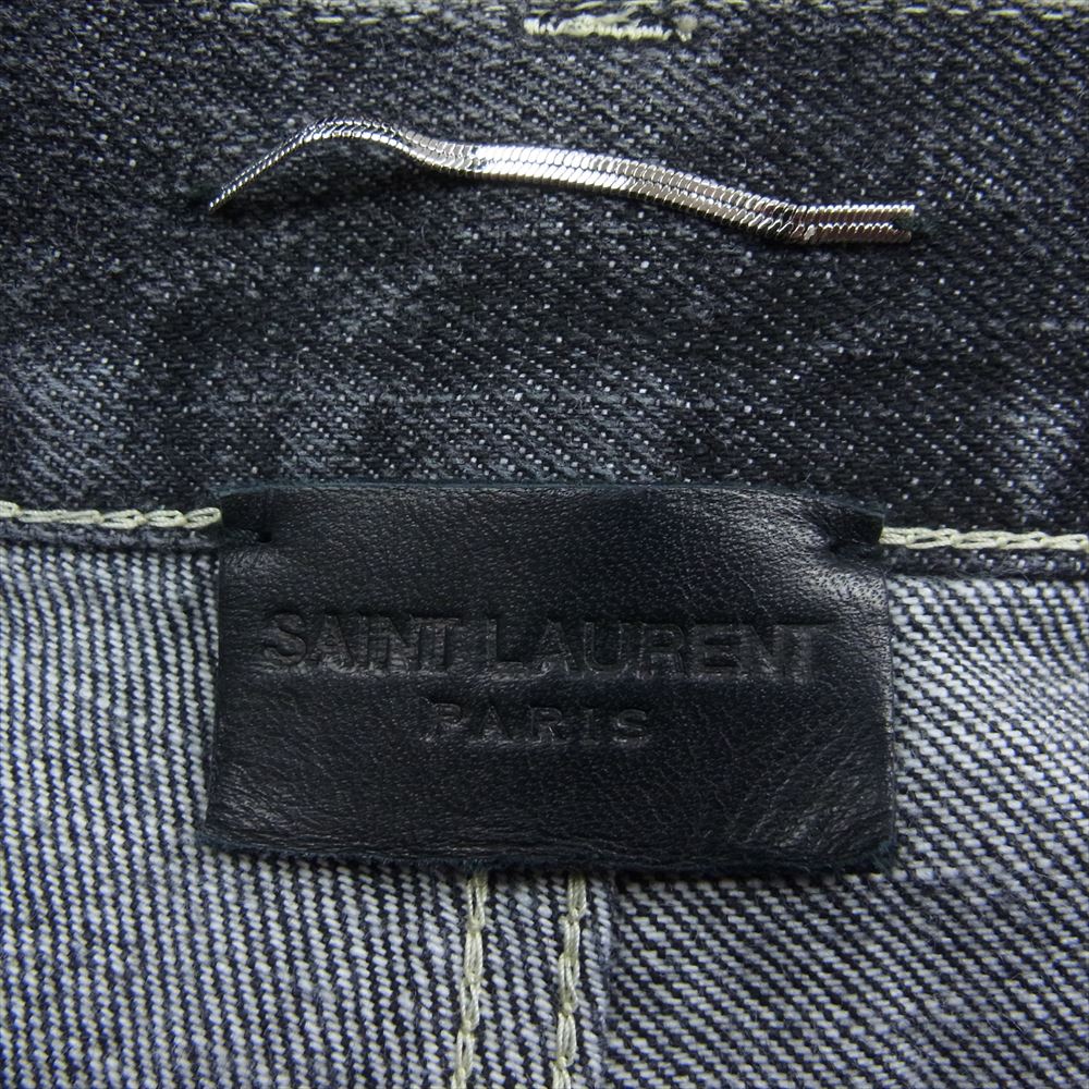 SAINT LAURENT サンローラン D02Y 527389 Y771T 1470 D02 M/SK-LW ユーズド加工 ブラック デニム ブラック系 34【中古】